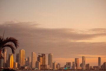 Modern architecture and sunset in cartagena