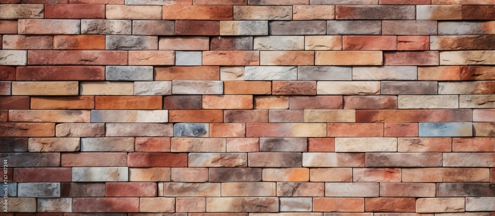 Aufkleber a closeup shot of a brown brick wall with blurred background showcasing intricate brickwork. the rec