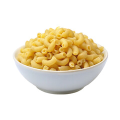 Macaroni in bowl isolated on transparent background.