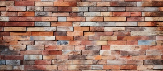 A closeup shot of a brown brick wall with blurred background showcasing intricate brickwork. The rectangle pattern of the bricks creates an artful display of building material
