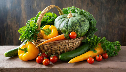 緑黄色野菜。野菜たっぷりイメージ。Green and yellow vegetables. An image full of vegetables.