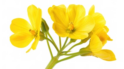 Fototapeta na wymiar Mustard Flower blossom, Canola or Oilseed Rapeseed, close up , isolated on white background. ,Generative ai,