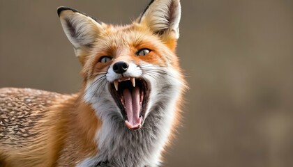 A Fox With Its Tongue Lolling Out Panting - obrazy, fototapety, plakaty