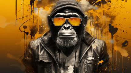 Gorilla in Sunglasses - obrazy, fototapety, plakaty