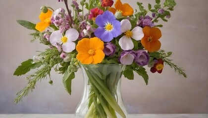 Exquisite Bouquet Of Edible Flowers Delicately Arr