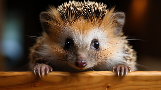 Charming, small eyes of a hedgehog, full of curiosity and timidity