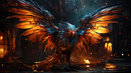 Huge wings covered with flickering scales, with burning eyes, sparkling like precious sto