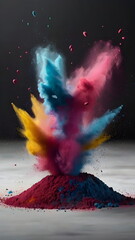 holi powder exploding in the air