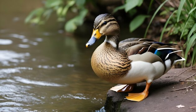 A Duck With A Contemplative Gaze By A Bubbling Bro