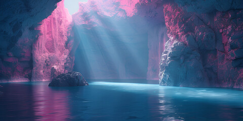 Hidden Cave with Sparkling Underground Lake 