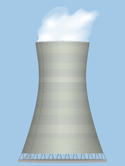 Nuclear cooling tower. Vector illustration.