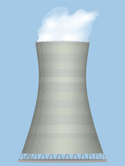 Nuclear cooling tower. Vector illustration.