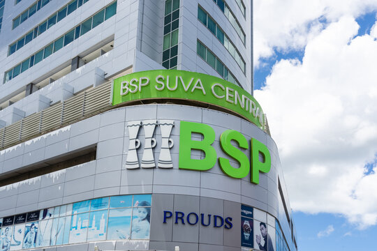Suva, Fiji - February 27, 2024: BSP bank Suva Central Branch in BSP Suva Central Building in Suva, Fiji. 