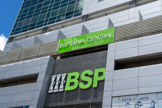 Suva, Fiji - February 27, 2024: BSP bank Suva Central Branch in BSP Suva Central Building in Suva, Fiji. 