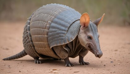An Armadillo With Its Ears Twitching As It Listens