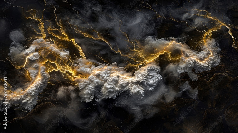 Aufkleber a group of clouds with yellow lights in the middle of them and white clouds in the middle of the pic