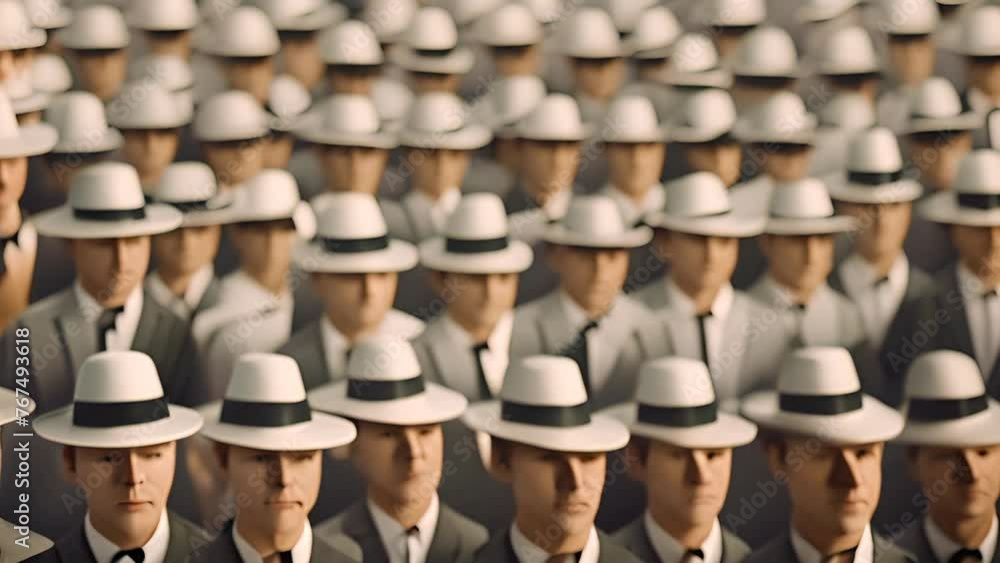 Poster Large Group of Men in Suits and Hats Generative AI