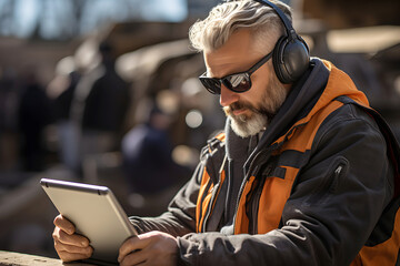 male worker engineer working on a business project in a construction industry