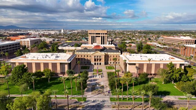 Arizona State Capitol, State Senate and House of Representatives building aerial view in city of Phoenix, Arizona AZ, USA. 