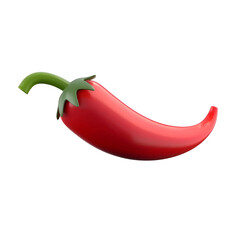 Cute Red Pepper: A Simple 3D Cartoon Illustration for Design, Isolated on Transparent Background, PNG