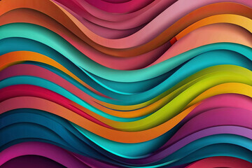 Dynamic papercut layers gradient background with colorful abstract waves. Perfect for vibrant...