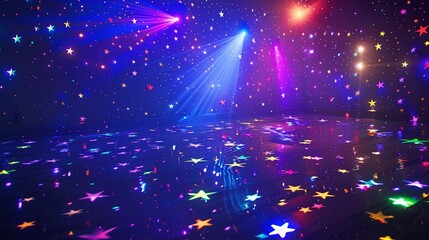 The children's room is illuminated by a night lighting stars sky projector against a black background.