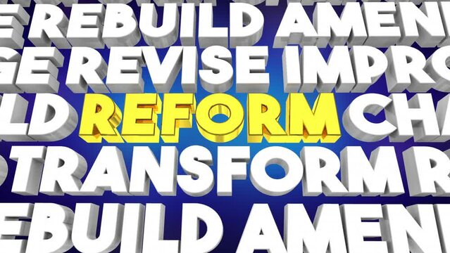 Reform Improve Change Transform Rebuild Words Make an Impact 3d Animation