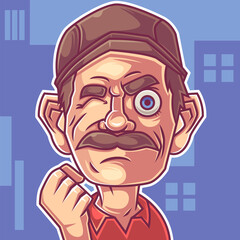cute old man expression cartoon character design