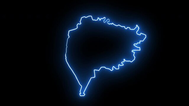 map of Taizz in yemen with glowing neon effect