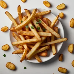 Fototapeten plato de papas fritas, aderezo, plate of French fries. AI Generative © DynamicPvPART