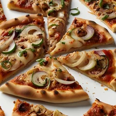 Fototapeten pizza grande, muzzarella, onion, pizza. AI Generative © DynamicPvPART