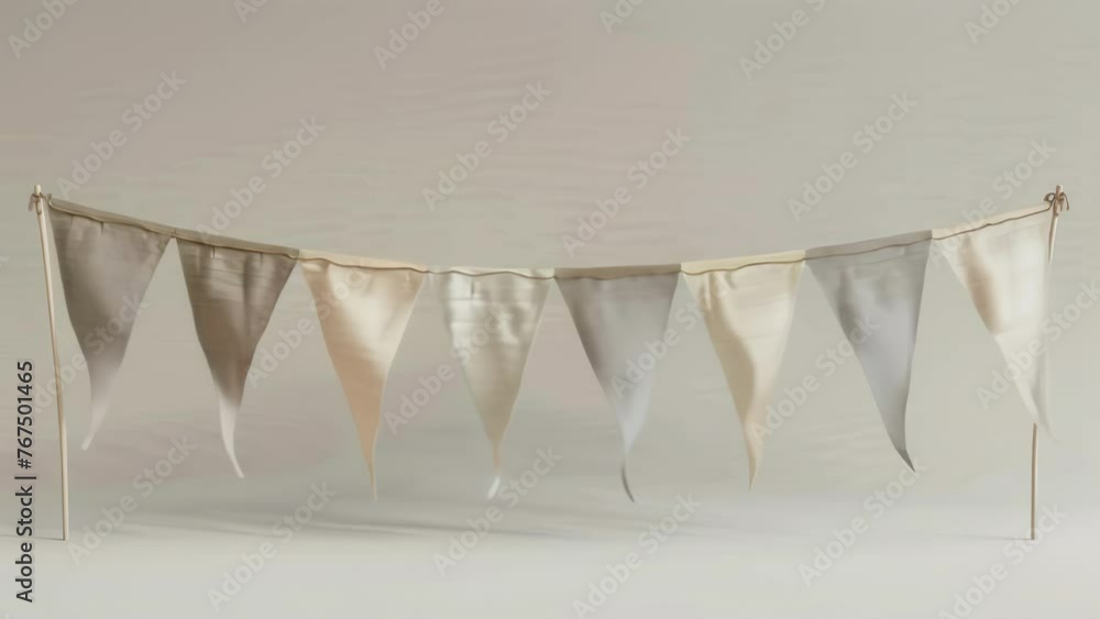Poster blank mockup of a set of flag banners with neutral colors allowing you to easily incorporate them in