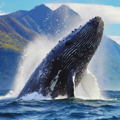 바다 고래 물보라
