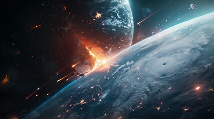 asteroid crashing into earth illustration