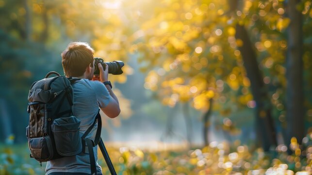 cameraman taking photo at bright park