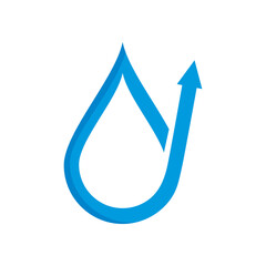 blue waterdrop combined with arrow logo vector icon
