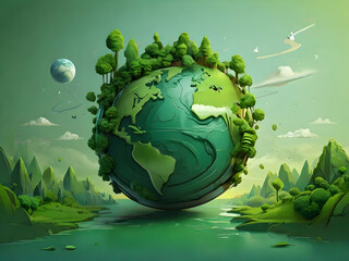 green planet earth  concept Ai generative 