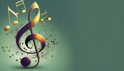 Whimsical musical notes with a plain background and space for text - obrazy, fototapety, plakaty