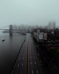 railway bridge in fog