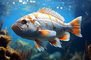 Beautiful tropical fish swimming in water. water world. fauna and biology. Underwater world aquarium. - Powered by Adobe