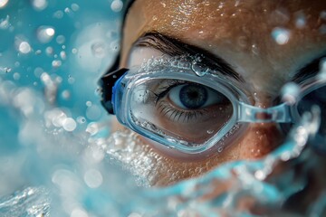  Close up female athlete swimmer competing