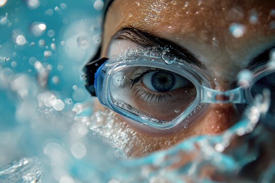  Close up female athlete swimmer competing - Powered by Adobe