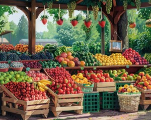 Fototapeta na wymiar Farmers market fruit stand