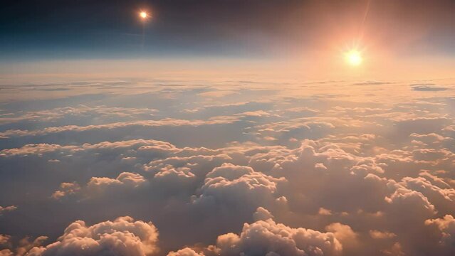 A breathtaking view of the expansive sky as seen from above, showcasing a vast canvas of clouds and colors
