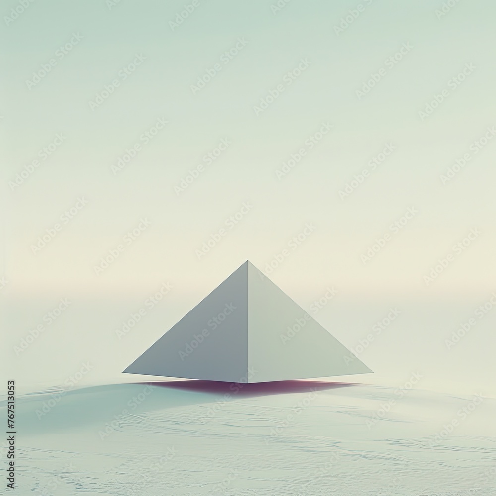 Poster a clean minimalist background with a single geometric shape centered on a muted color field