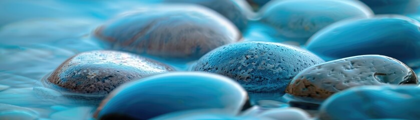 A background of smooth river stones conveying stability and the calming aspect of nature - obrazy, fototapety, plakaty