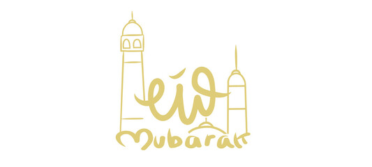 Eid Mubarak Eid Al adha Eid ul fitr Arabic Calligraphy for eid greeting cards design - Vector illustration transparent background design template decor  - obrazy, fototapety, plakaty