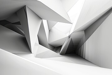 A clean architectural background with sharp lines and angles in a monochrome palette - obrazy, fototapety, plakaty