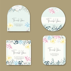 hand drawn flowers wreath label badge collection