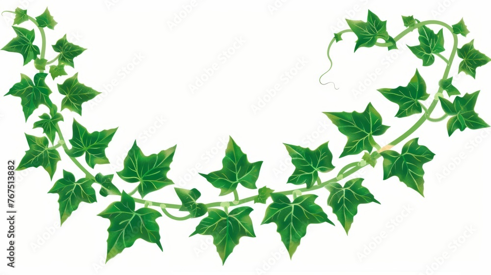 Poster an illustration of a vine with green leaves on a white background with a place for the text in the c